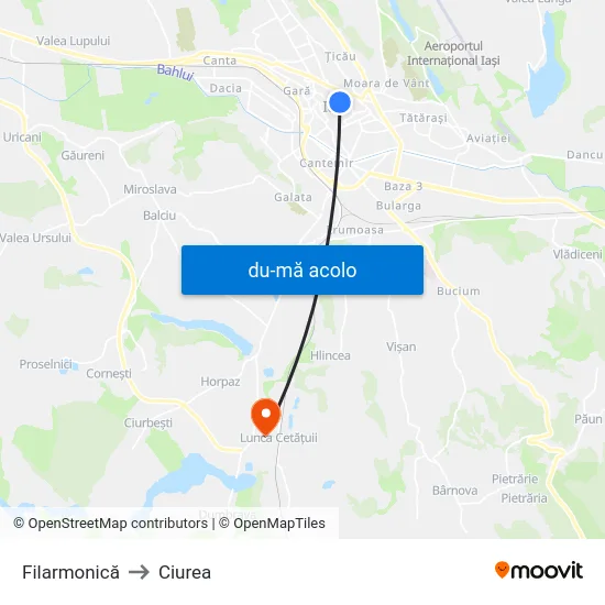 Harta de Filarmonică către Ciurea