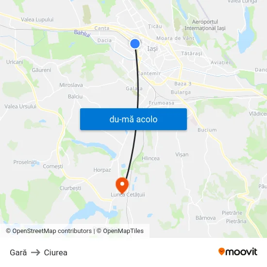 Harta de Gară către Ciurea