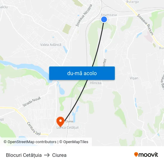 Harta de Blocuri Cetățuia către Ciurea