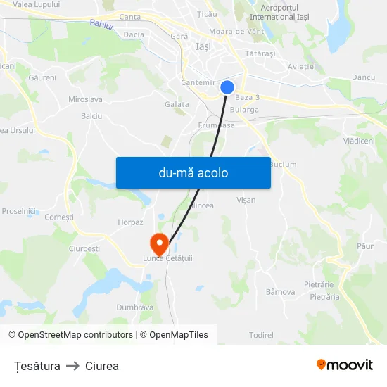 Harta de Țesătura către Ciurea