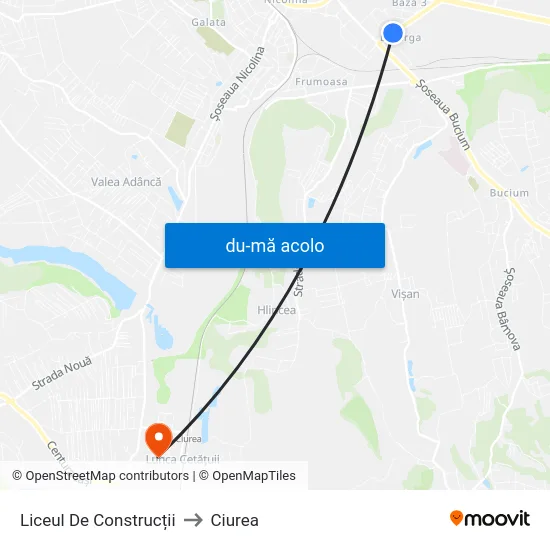 Harta de Liceul De Construcții către Ciurea