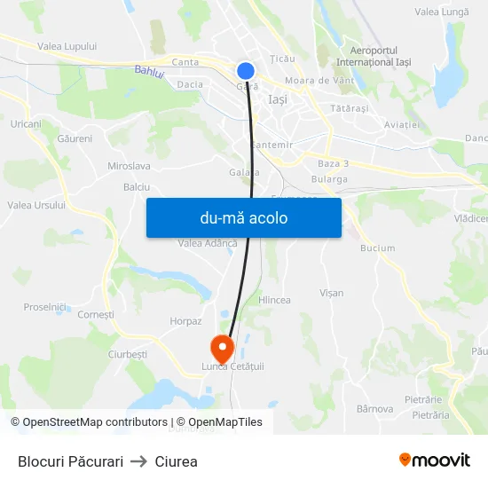 Harta de Blocuri Păcurari către Ciurea