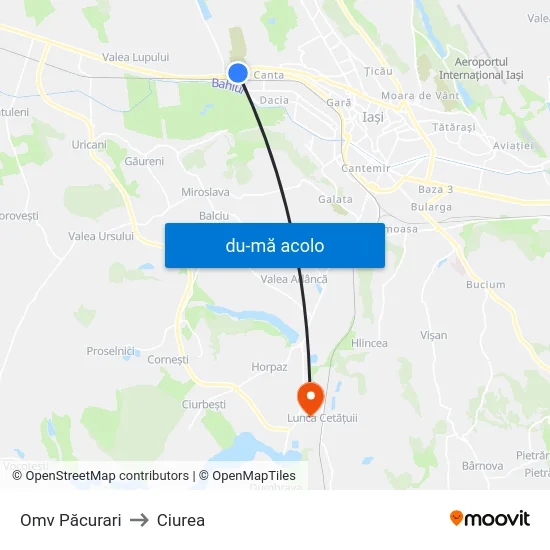 Harta de Omv Păcurari către Ciurea