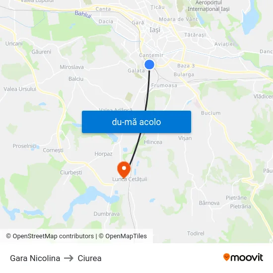 Harta de Gara Nicolina către Ciurea