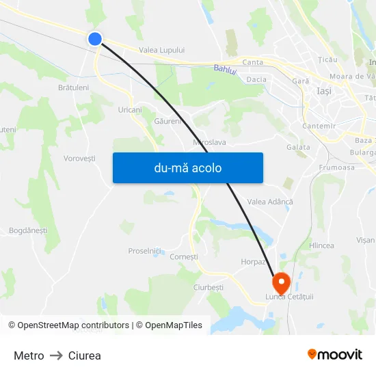 Harta de Metro către Ciurea