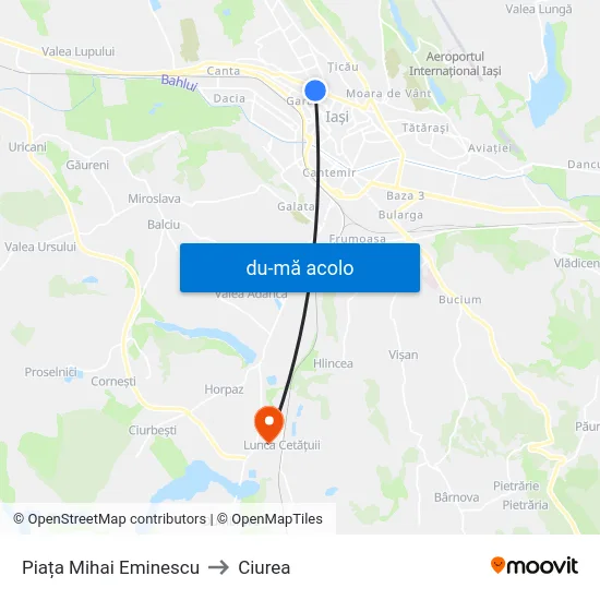 Harta de Piața Mihai Eminescu către Ciurea