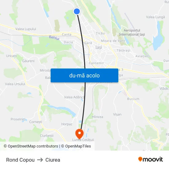 Harta de Rond Copou către Ciurea