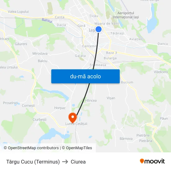 Harta de Târgu Cucu (Terminus) către Ciurea