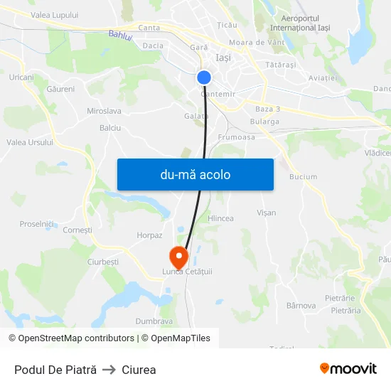 Harta de Podul De Piatră către Ciurea