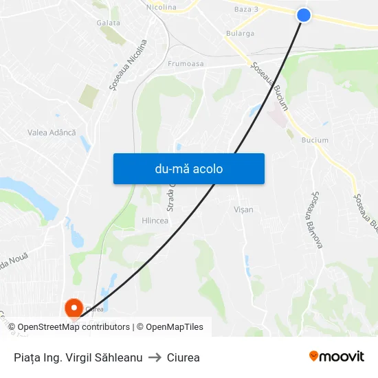 Harta de Piața Ing. Virgil Săhleanu către Ciurea