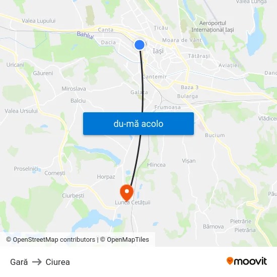 Harta de Gară către Ciurea