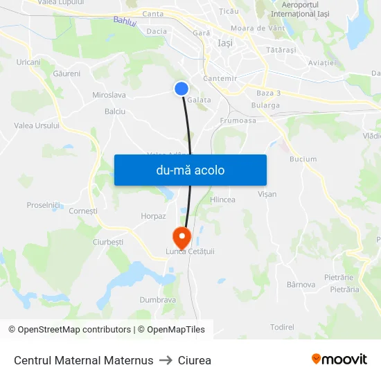 Harta de Centrul Maternal Maternus către Ciurea