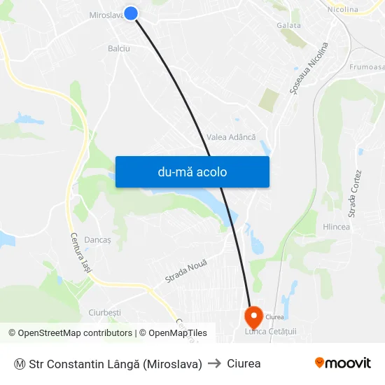 Harta de Ⓜ Str Constantin Lângă (Miroslava) către Ciurea