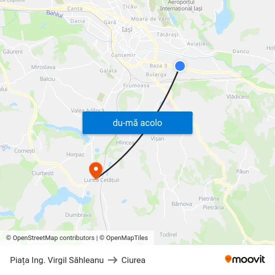 Harta de Piața Ing. Virgil Săhleanu către Ciurea