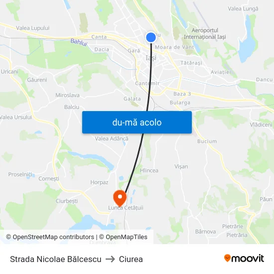 Harta de Strada Nicolae Bălcescu către Ciurea