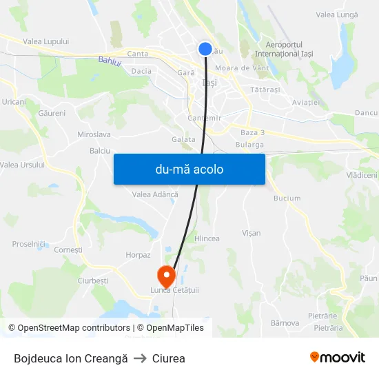 Harta de Bojdeuca Ion Creangă către Ciurea