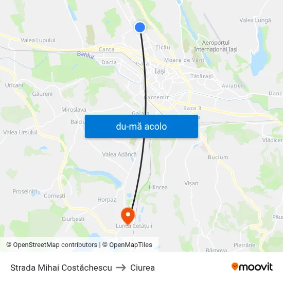 Harta de Strada Mihai Costăchescu către Ciurea