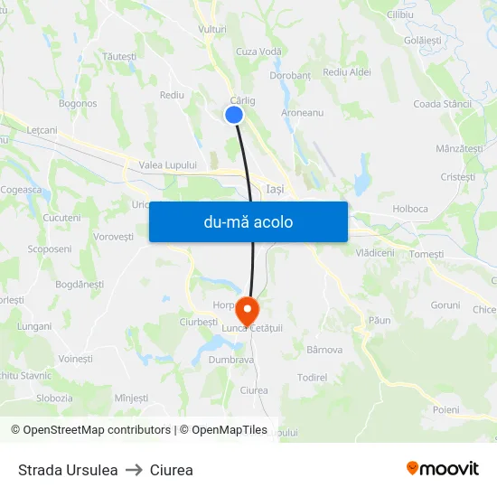 Harta de Strada Ursulea către Ciurea