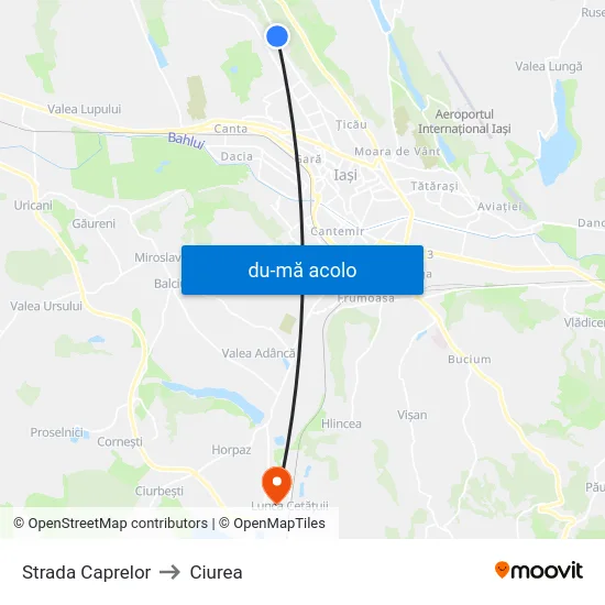 Harta de Strada Caprelor către Ciurea