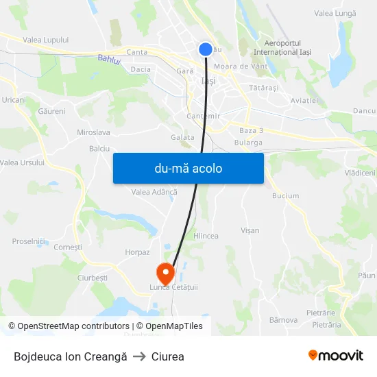 Harta de Bojdeuca Ion Creangă către Ciurea