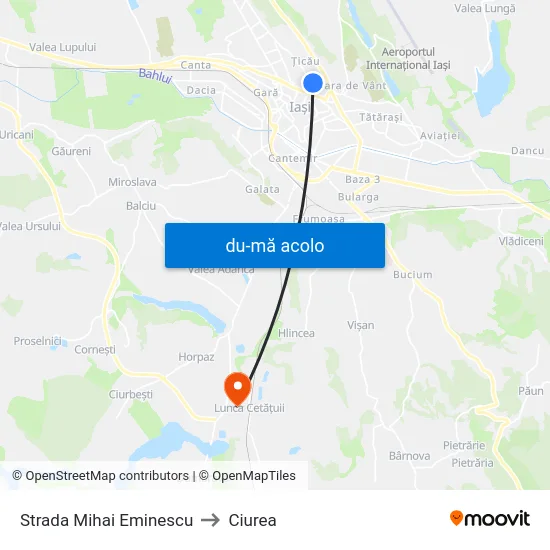 Harta de Strada Mihai Eminescu către Ciurea