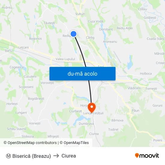 Harta de Ⓜ Biserică (Breazu) către Ciurea