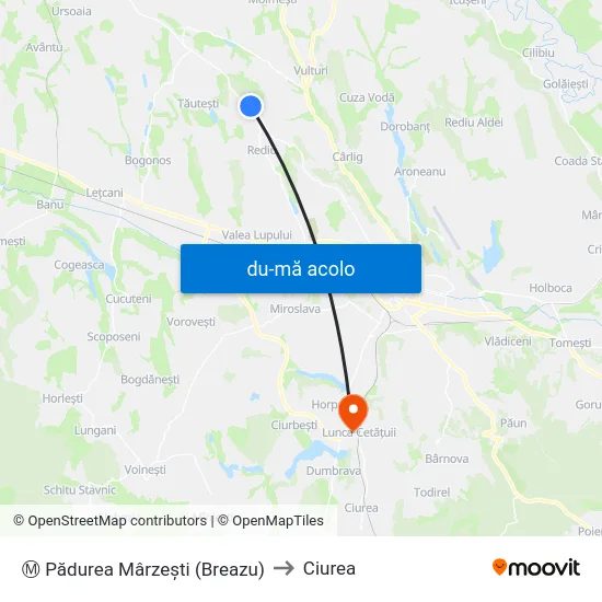 Harta de Ⓜ Pădurea Mârzești (Breazu) către Ciurea