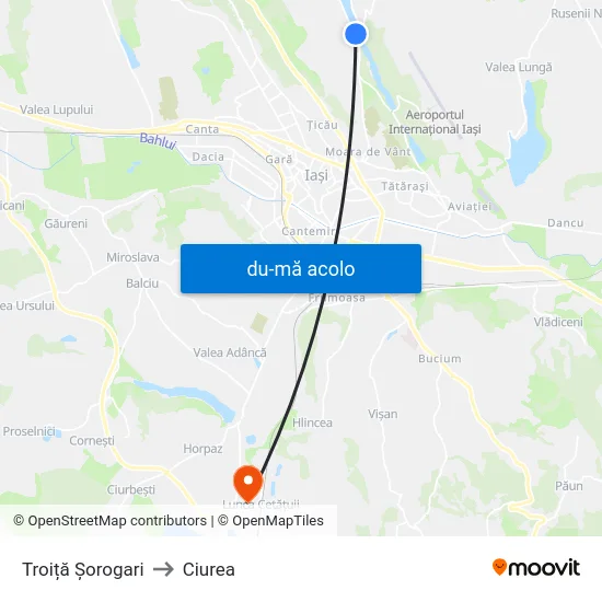 Harta de Troiță Șorogari către Ciurea