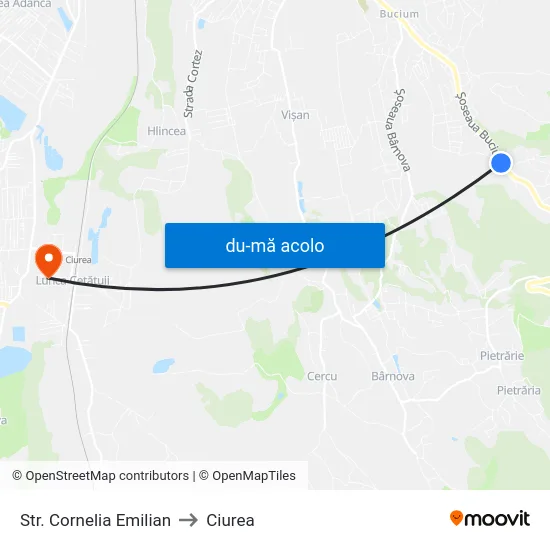 Harta de Str. Cornelia Emilian către Ciurea