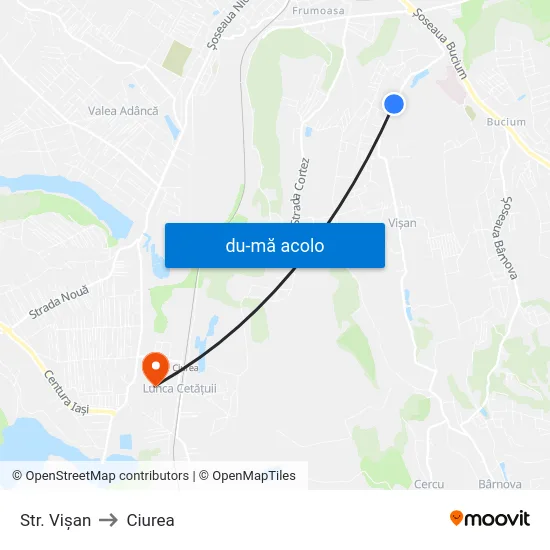 Harta de Str. Vişan către Ciurea