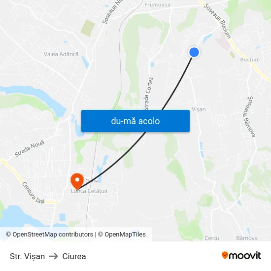 Harta de Str. Vişan către Ciurea