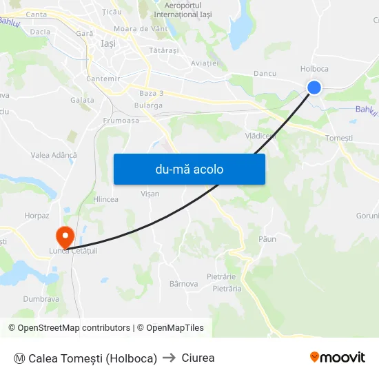 Harta de Ⓜ Calea Tomeşti (Holboca) către Ciurea