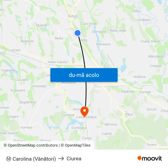 Harta de Ⓜ Carolina (Vânători) către Ciurea