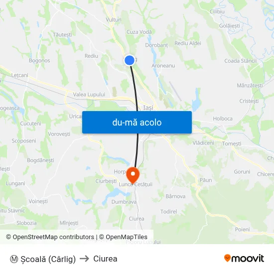 Harta de Ⓜ Școală (Cârlig) către Ciurea