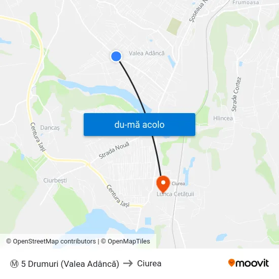 Harta de Ⓜ 5 Drumuri (Valea Adâncă) către Ciurea