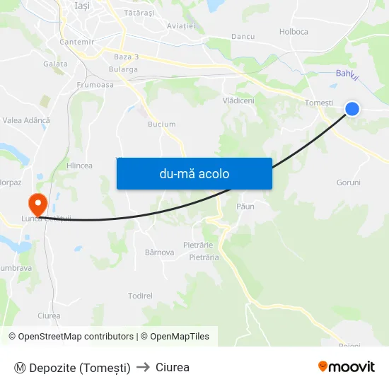 Harta de Ⓜ Depozite (Tomeşti) către Ciurea