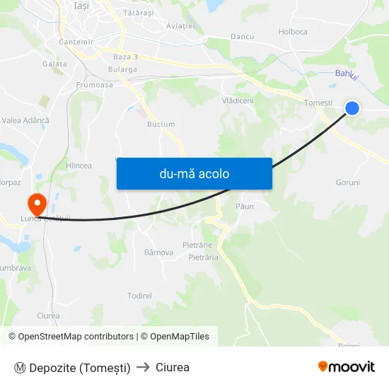 Harta de Ⓜ Depozite (Tomeşti) către Ciurea
