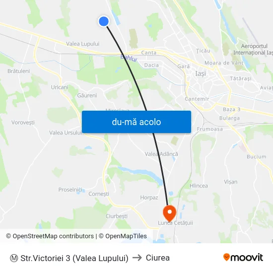 Harta de Ⓜ Str.Victoriei 3 (Valea Lupului) către Ciurea