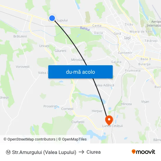 Harta de Ⓜ Str.Amurgului (Valea Lupului) către Ciurea