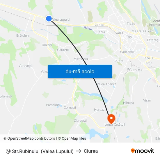 Harta de Ⓜ Str.Rubinului (Valea Lupului) către Ciurea