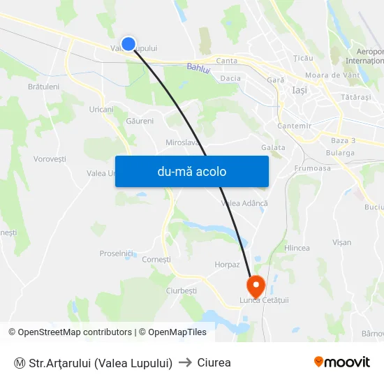 Harta de Ⓜ Str.Arţarului (Valea Lupului) către Ciurea