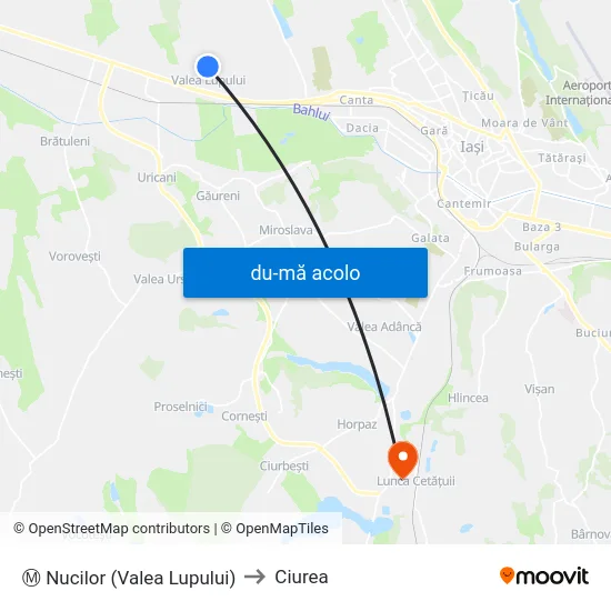 Harta de Ⓜ Nucilor (Valea Lupului) către Ciurea