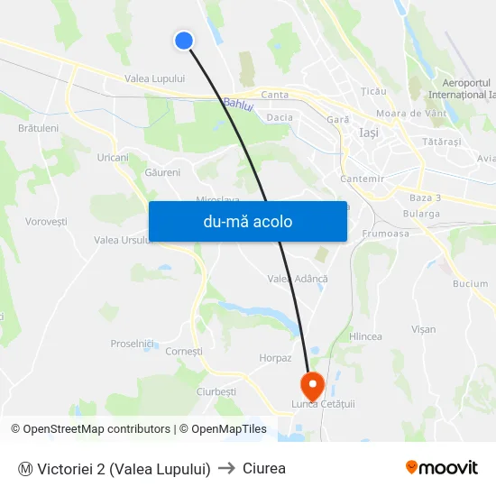 Harta de Ⓜ Victoriei 2 (Valea Lupului) către Ciurea