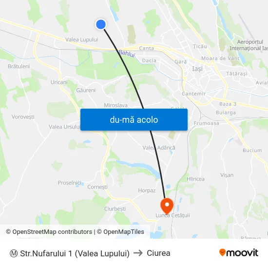 Harta de Ⓜ Str.Nufarului 1 (Valea Lupului) către Ciurea