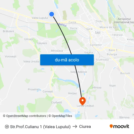 Harta de Ⓜ Str.Prof.Culianu 1 (Valea Lupului) către Ciurea