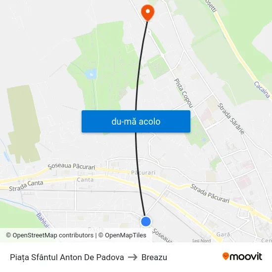 Harta de Piața Sfântul Anton De Padova către Breazu