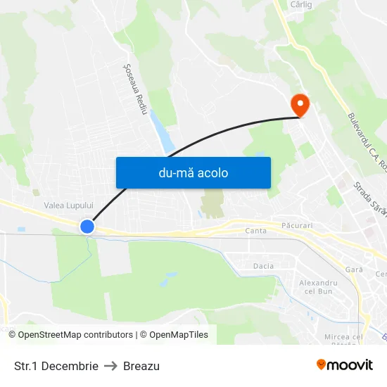 Harta de Str.1 Decembrie către Breazu