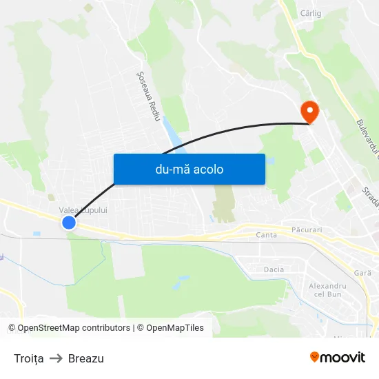 Harta de Troița către Breazu