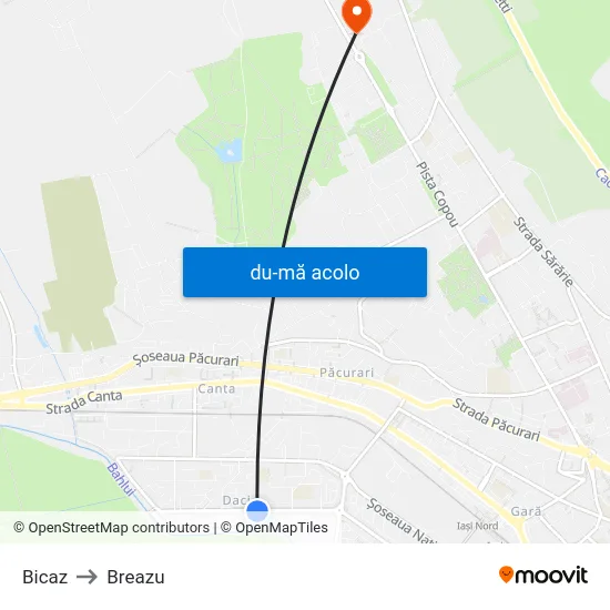 Harta de Bicaz către Breazu