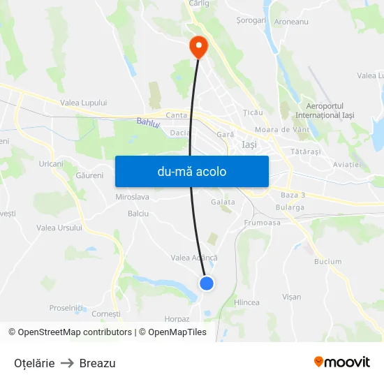 Harta de Oțelărie către Breazu